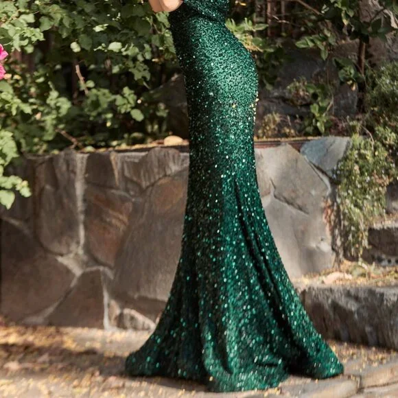 Emerald Green SEQUIN ONE SHOULDER MERMAID Prom Party Evening GOWN Dress CD980 Emerald Green SEQUIN ONE SHOULDER MERMAID Prom Party Evening GOWN Dress CD980